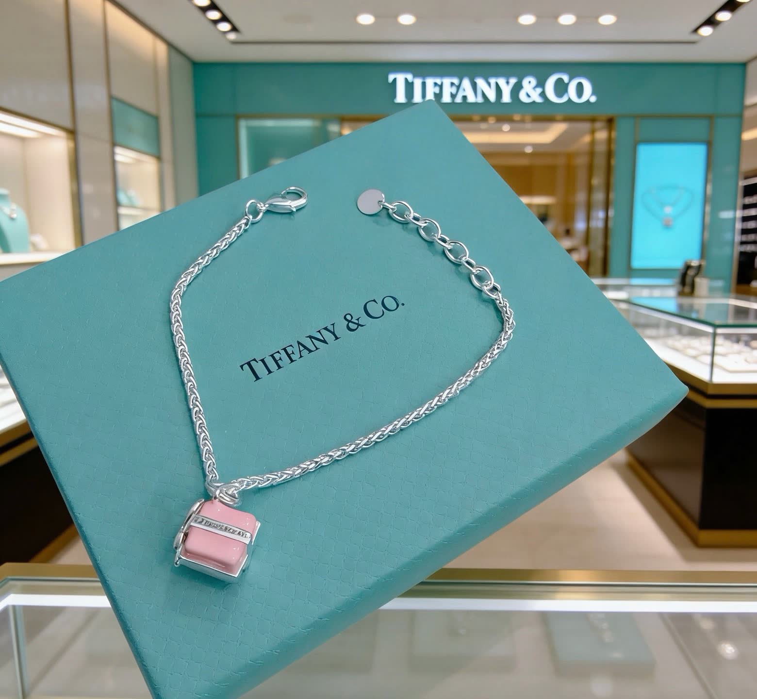 Tiffany & Co. Elsa Peretti® Pink Enamel Diamond Charm Bracelet Tiffany & Co. Elsa Peretti® Pink Enamel Diamond Charm Bracelet